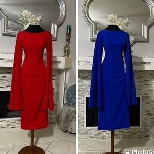 NWT TS Couture cape sleeves dress size S red or blue